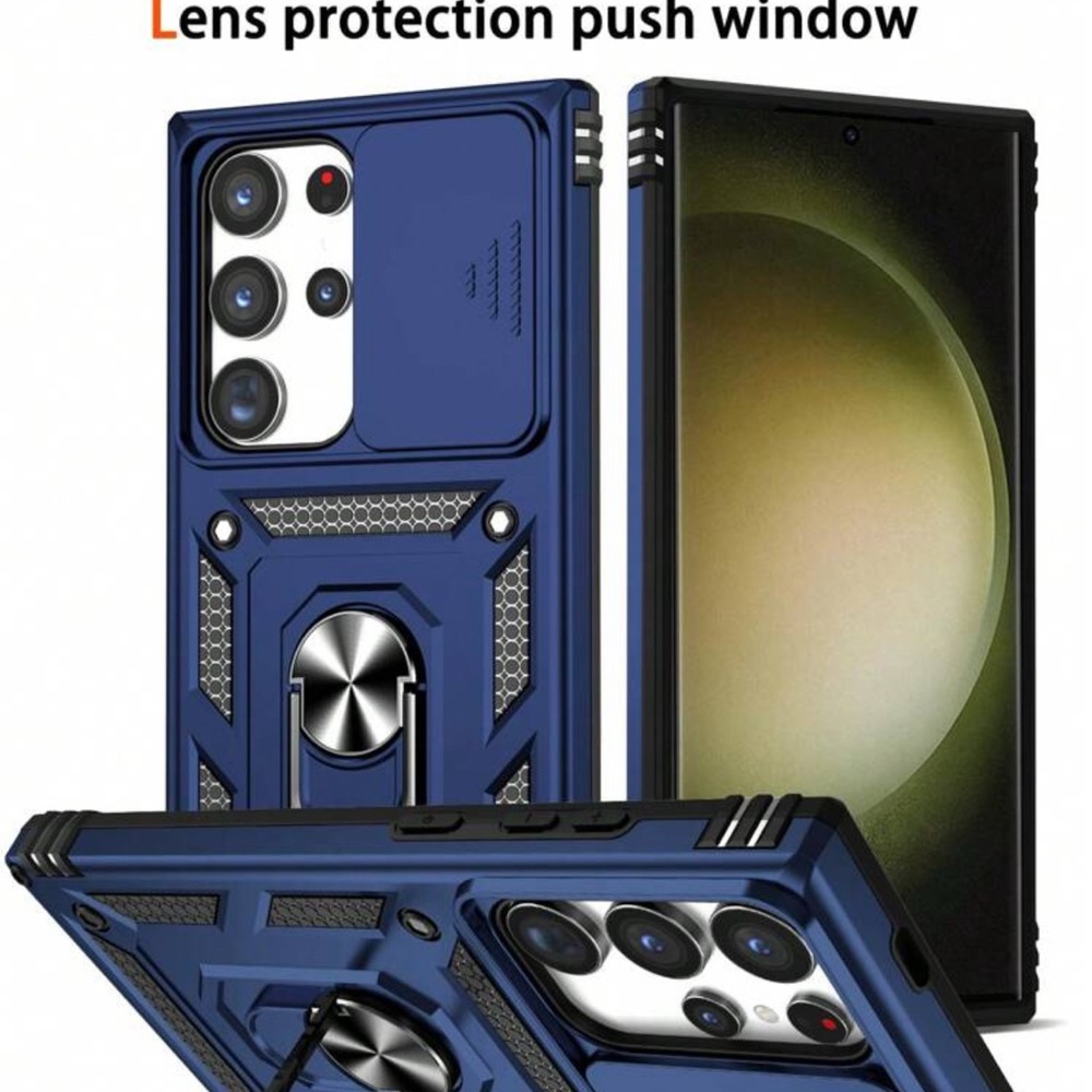 Samsung Galaxy S25 Ultra Case Cover Sleek Blue with Rotating Ring Stand - Picture 9 of 9